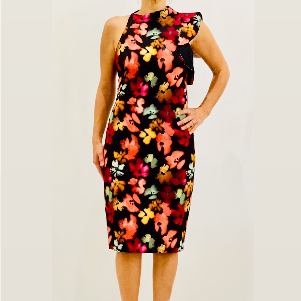 BLACK HALO PABLA RUFFLED DRESS